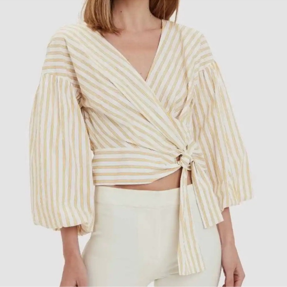 Derek Lam 10 Crosby Striped Wrap Top